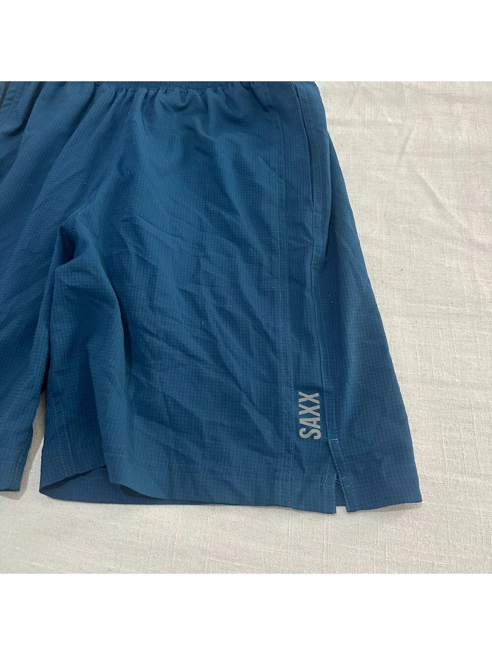 Saxx Kinetic Train 2N1 Training Shorts Blue Men Small Athletic Gym Lined Elastic
